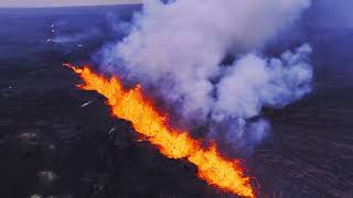 Stunning Drone Footage Captures Iceland Volcanic Eruption [upl. by Omlesna795]