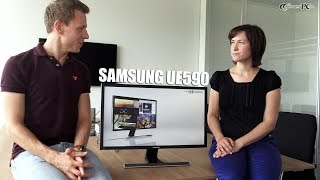 Samsung UE590 UHD GamingMonitor Interview Lesertest  AllroundPCcom [upl. by Yspyg944]