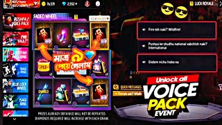 Pushpa Voice Pack Event Free Fire  New Faded Wheel  FF New Event Today  stk gmaer 99 [upl. by Poppy]