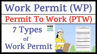 7 Types of Work Permit  Permit To Work PTW  Work Permit System  HSE STUDY GUIDE [upl. by Ynes140]