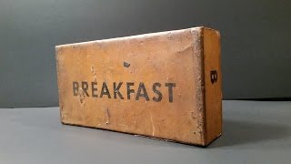 1945 US K Ration Breakfast MRE Review 70 Year Old Pork amp Eggs Meal Ready To Eat Unboxing [upl. by Doolittle]