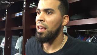 Robinson Chirinos on Martin Perez and his three extrabase hits [upl. by Woodhead172]