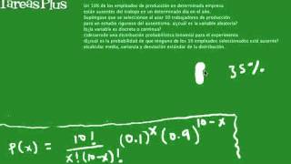 Ejemplo problema distribución binomial [upl. by Eireva]