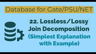 22  Lossless Join Decomposition  Lossy Join Decomposition  Database for GATENETPSU [upl. by Seravat]