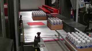 FL1000SW Floor Level Palletizer with Integrated Stretch Wrapper Stacking Bottled Water Montage [upl. by Geralda]