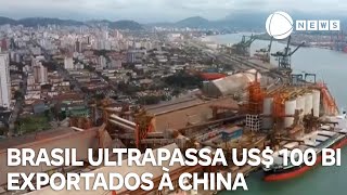 Brasil ultrapassa US 100 bilhões exportados à China [upl. by Millford863]