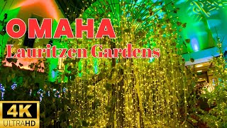 Walk Tour 4K  Merry amp Bright in Lauritzen Gardens  Omaha Nebraska USA  Holiday Light  2024 [upl. by Eihtak]