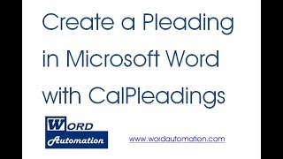 Create and Format a Legal Pleading in Microsoft Word [upl. by Hgielime574]