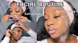 DIY FACIAL ROUTINE FOR CLEAR SKIN easy at home facial✨ [upl. by Kacey444]