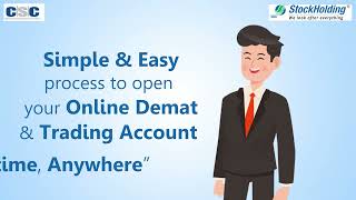 Demat account opening process Stock Holding Corporation of india limited Through CSC by VLE [upl. by Ardnosak]