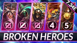 4 MOST BROKEN HEROES in EVERY ROLE  CLIMB MMR FAST in 734E  Dota 2 Meta Guide [upl. by Jaffe]