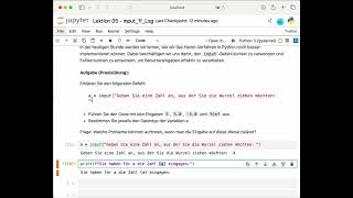 Python Der inputBefehl  1 Praxisübung [upl. by Slavic]