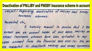 Deactivation of PMJJBY and PMSBY insurance scheme in account  Write application to the manager [upl. by Wilser]