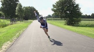 Inline Skate Double Push Technique Slowmotion Mark Horsten [upl. by Ellenhoj]