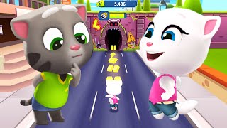 Talking Tom Gold Run Talking Angela vs Boss Fight with Raccoon Boss  Android iOS  Full Screen 🔥 [upl. by Letta963]