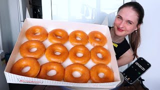 Krispy Kreme Dozen Donut Challenge [upl. by Anauqahc]