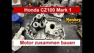 Honda CZ100 Mark 1 von 1963 ホンダモンキー 7 Motor zusammen bauen C105E Assembling the engine [upl. by Aleuname]