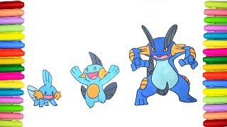 Pokemon Coloring Pages  Mudkip Marshtomp and Swampert [upl. by Ardnuahsal]