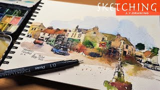 Creating Beautiful Townscape Watercolor Art In A Snap [upl. by Fritzsche507]