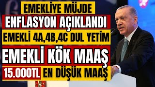 EMEKLÄ° 4A4B4C MÃœJDE 15000TL EN DÃœÅÃœK MAAÅ SSK BAÄKUR ENFLASYON VERÄ°LERÄ° AÃ‡IKLANDI EMEKLÄ° EK ZAM [upl. by O'Neil]