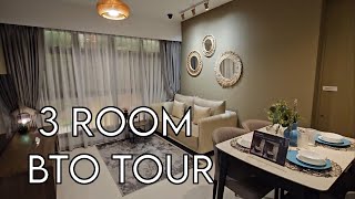 3 Room HDB BTO 66sqm Show flat House Tour Asian Modern Renovation My Nice Home Gallery Singapore [upl. by Carrel]