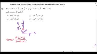 The resultant of P and Q is perpendicular to P  What is theangle between P and Qa cos [upl. by Deach]