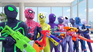 Top New Pro 9 SPIDERMAN in 1 House   Hey All Color SuperHeroes  Go To Trainning Nerf Gun [upl. by Nnyla]