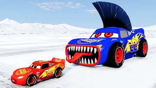 Epic Escape From Lightning McQueen Eater Punk  McQueen VS Lightning McQueen Eater  BeamNGDrive [upl. by Nawiat]