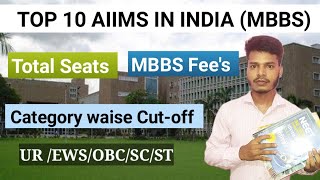 TOP 10 AIIMS IN INDIA MBBS ।। Total seats fees or cutoff ।। aiims mbbs neet motivation [upl. by Flanders]