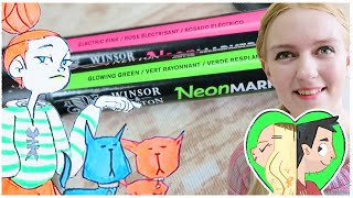 NEON and METALLIC Markers Designing the ATOMIC CAT LADY with Winsor amp Newton Promarkers [upl. by Christmann]