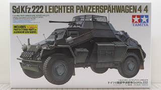 TAMIYA 135 SdKfz222 LEICHTER PANZERSPÄHWAGEN 4X4 Kit Review [upl. by Hanikas]