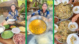 Fry egg cooked rice chicken chest chicken gizzard liver and heart recipe  Cooking with sros [upl. by Anaeirb743]