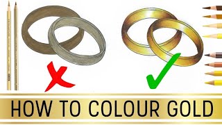 Tutorial Gold in Coloured Pencil [upl. by Ungley]