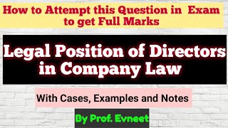 Legal Position of Directors  legal position of directors in company law  position of directors [upl. by Roinuj]