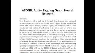 ATGNN Audio Tagging Graph Neural Network [upl. by Xxam]