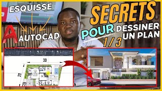 Apprendre à dessiner avec un Projet complet  Villa R1   De lesquisse à AUTOCAD [upl. by Enasus]