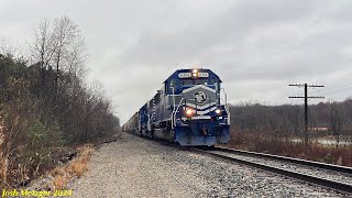 LSRC Y11914 w LSRC SD50s ’s 6354 and 6355 and LSRC GP40 4306  Busch Rd in Birch Run MI [upl. by Josee]