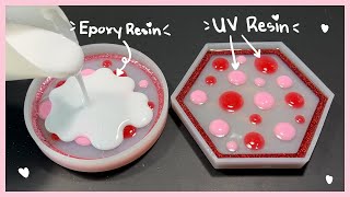 POLKA DOT Coasters With UV Resin AND EPOXY Resin  Valentines Day Resin Craft  resincoasters [upl. by Nnaeerb]