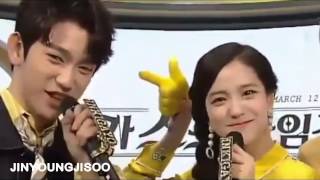 JINYOUNG amp JISOO  MC MOMENTS AT SBS INKIGAYO JINJI [upl. by Aihcropal380]