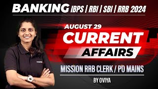 AUGUST  29  Banking Current Affairs  MISSION RRB CLERKPO MAINS  Oviya [upl. by Sungam]