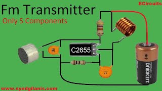 FM Transmitter circuit only with 5 components [upl. by Yekcaj]