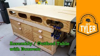 Outfeed  Assembly Workbench with Drawers [upl. by Attelrak]