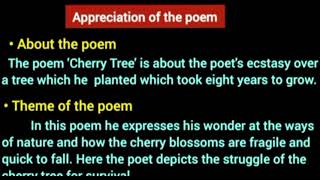 Appreciation of the poem cherry tree 11th class \commerce arts science [upl. by Seymour]