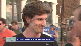 Runners celebrate crossing Ravenel Bridge [upl. by Falito634]