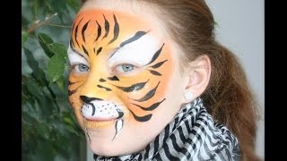 Tiger schminken  Einfache Tiger Kinderschminken Anleitung [upl. by Alliuqaj]