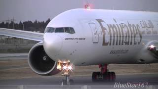 Emirates Airlines Boeing 777300ER A6ECJ landing at NRTRJAA Tokyo  Narita RWY 34R [upl. by Nayt]