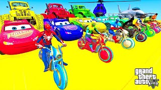 TRANSPORTING PIXAR CARS amp FRUITS WITH COLORED amp JOHN DEERE vs CLAAS vs TRACTORS  BeamNGdrive [upl. by Raquel]