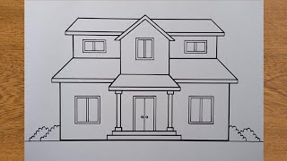 How to Draw a House  Very Easy  Drawing House For Beginners [upl. by Law176]