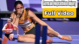 German heptathlete Sophie Weissenberg InjuryOlympics star wheelchaired tears after suffering injury [upl. by Egwin]