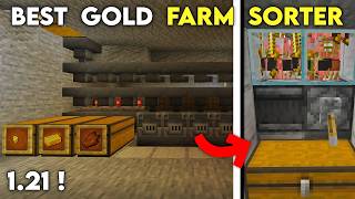 BEST 121 AUTOMATIC GOLD FARM SORTING SYSTEM TUTORIAL in Minecraft Bedrock MCPEXboxPC [upl. by Eartnoed913]